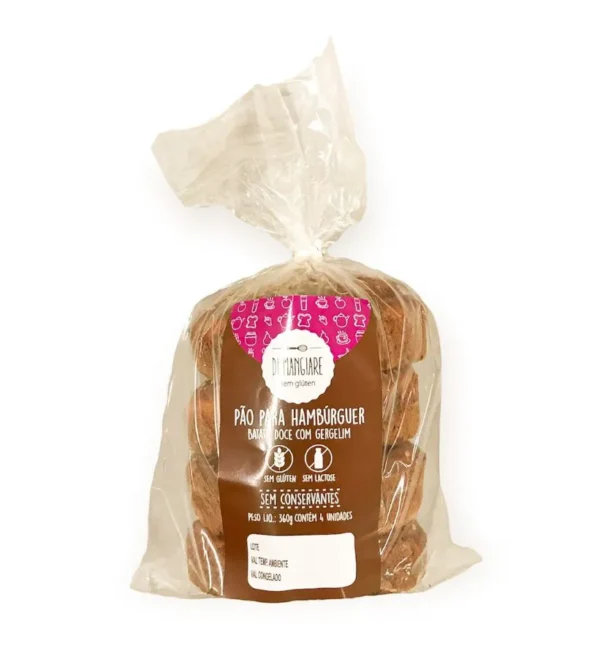 Pão de hambúrguer batata doce com gergelim Di Mangiare 360g