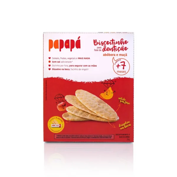 Biscoito dentição abóbora e maçã Papapá 36g