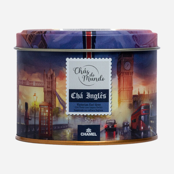 Chá inglês de chá preto, rosa mosqueta, lavanda e alecrim Chamel 50g