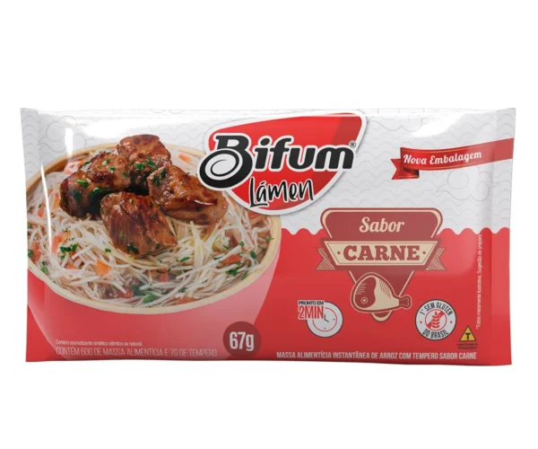 Massa de arroz lámen sabor carne Bifum 67g