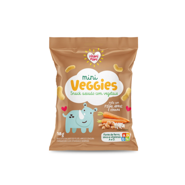Biscoito salgado de feijão, arroz e cenoura mini veggies Nhami Mami 18g