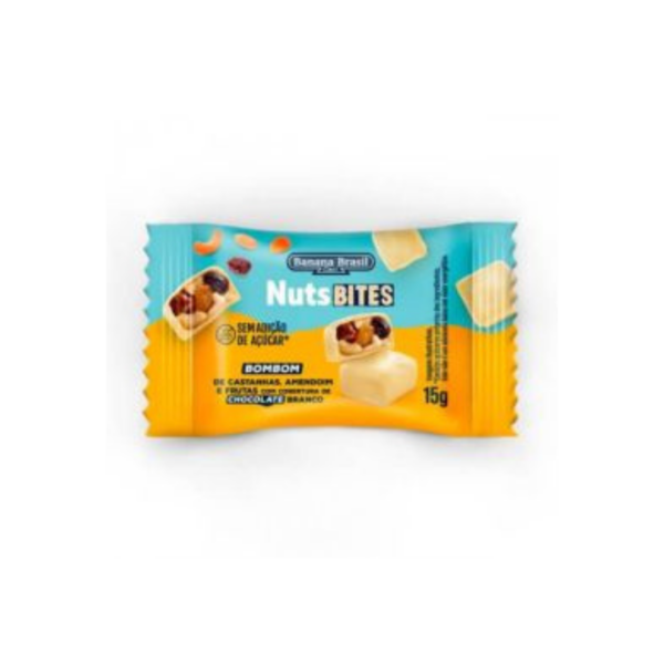 Bombom nuts bites chocolate branco Banana Brasil 15g