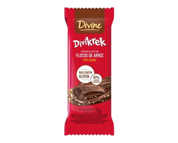 Chocolate ao leite com flocos de arroz  divikrek Divine 20g