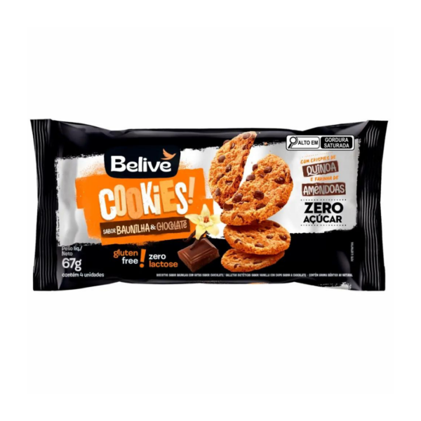 Cookies sabor baunilha e chocolate zero açúcar Belive 80g