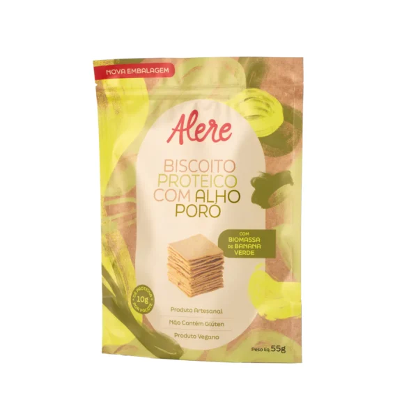 Biscoito proteico com alho poró Alere 55g