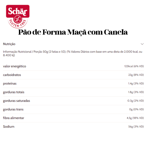 Pão de forma maçã e canela Dr. Schar 200g