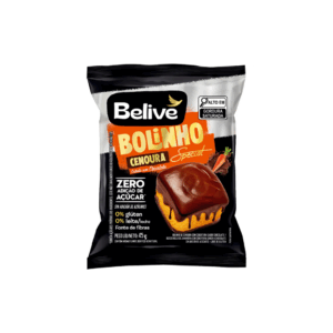 Bolinho sabor cenoura coberto com chocolate zero açúcar Belive 40g