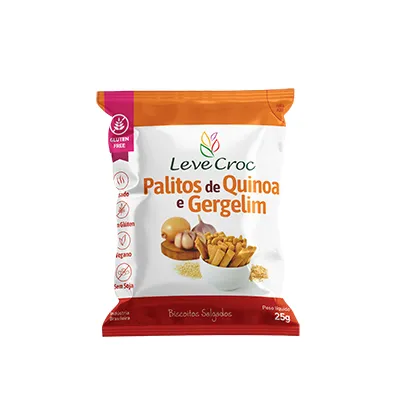 Porção palitos de quinoa e gergelim Leve Crock 25g