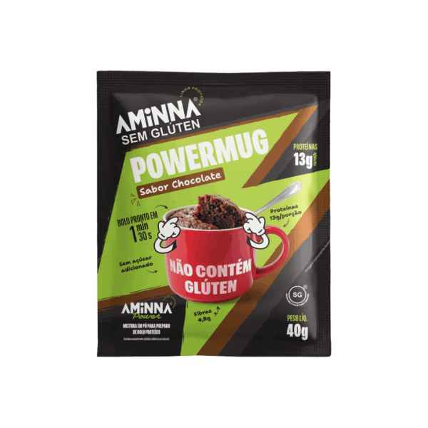 Mistura para bolo proteico sabor chocolate Powermug Aminna 40g