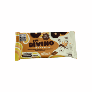 Biscoito sabor chocolate coberto com chocolate Seu Divino 70g