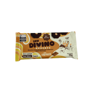 Biscoito sabor chocolate coberto com chocolate Seu Divino 70g