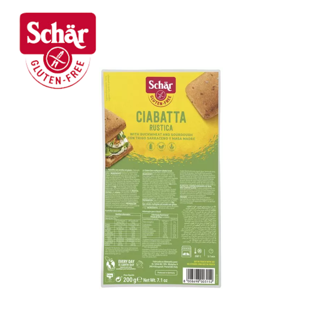 Pão tipo ciabatta rústica Dr. Schar 200g