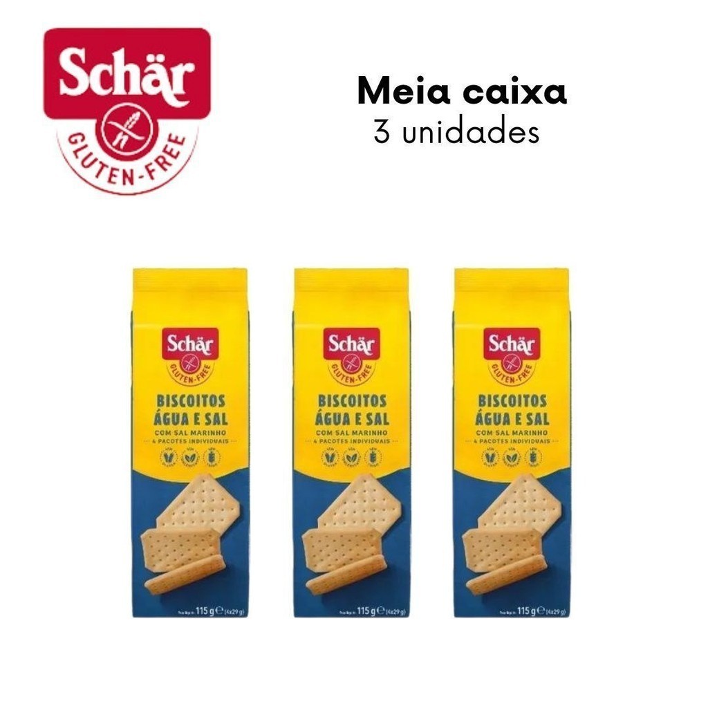 KIT Biscoito água e sal Dr. Schar 115g - Caixa com 3 unidades