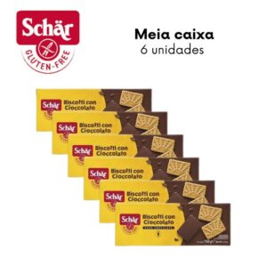 KIT Biscoito coberto com chocolate amargo Cioccolato Dr. Schar 150g - Caixa com 6 unidades