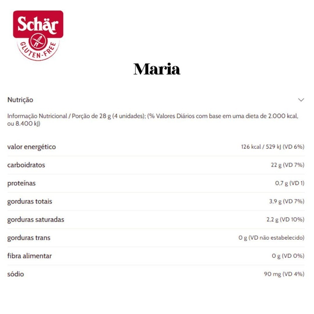 KIT Bolacha tipo maria Dr. Schar 125g - Caixa com 6 unidades - Imagem 2