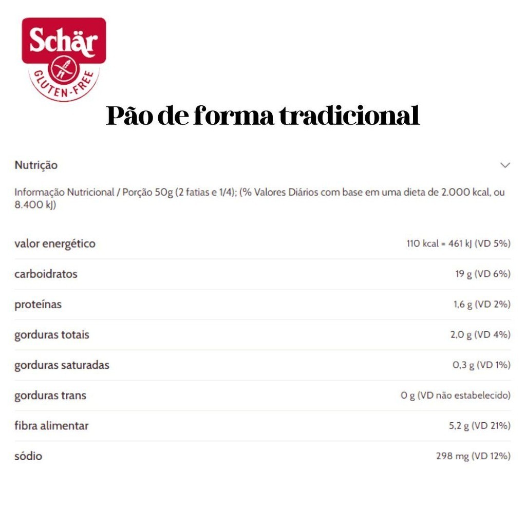 KIT Pão de forma tradicional Dr. Schar 200g - Caixa com 8 unidades - Imagem 2