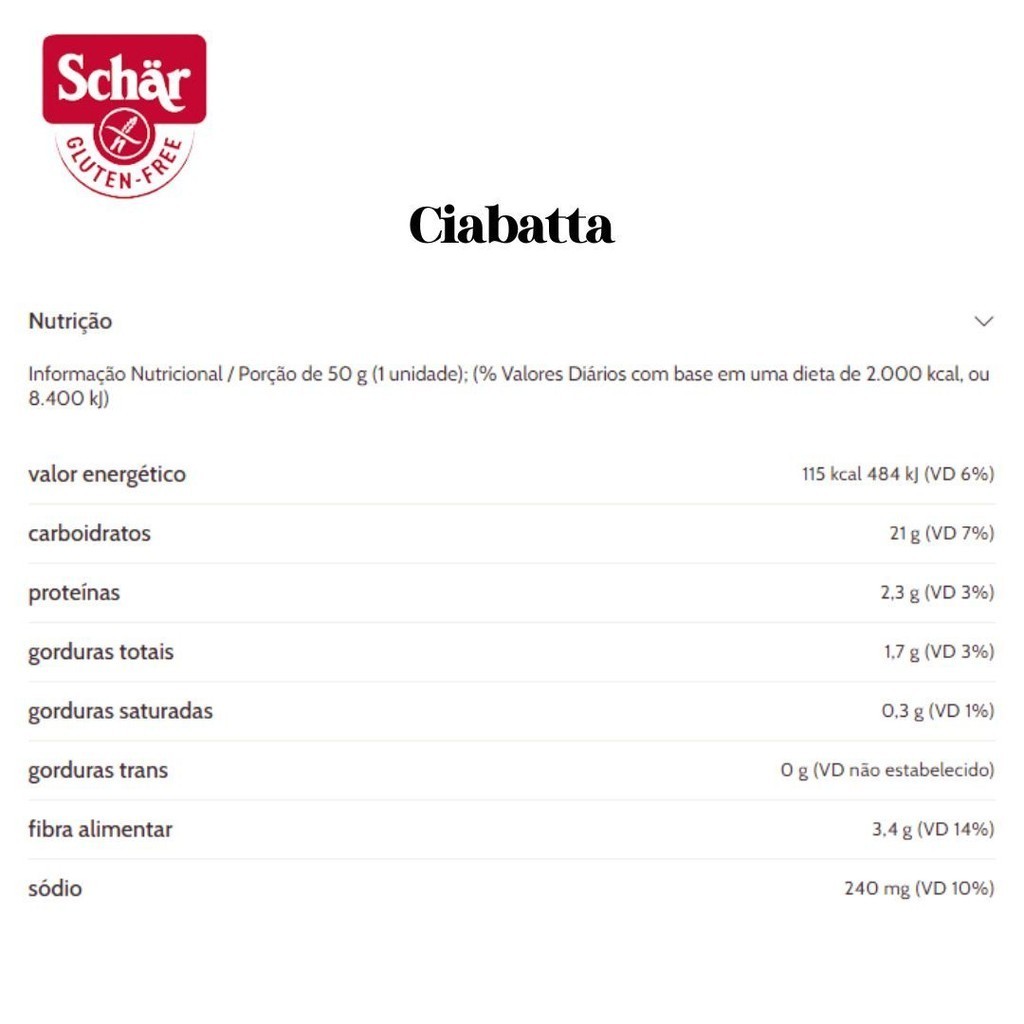 KIT Pão tipo ciabatta Dr. Schar 200g - Caixa com 3 unidades - Imagem 2