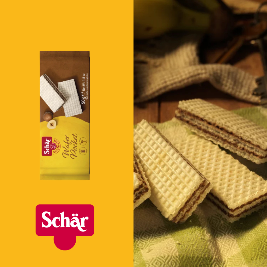 KIT Wafer recheado com creme de avelã wafer pocket Dr. Schar 50g - Caixa com 10 unidades - Imagem 3