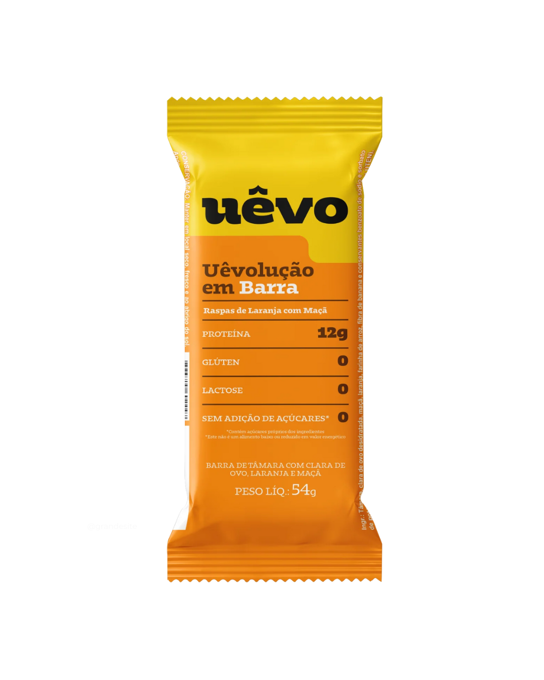 Barra de tâmara com clara de ovo, laranja e maçã Uêvo 54g