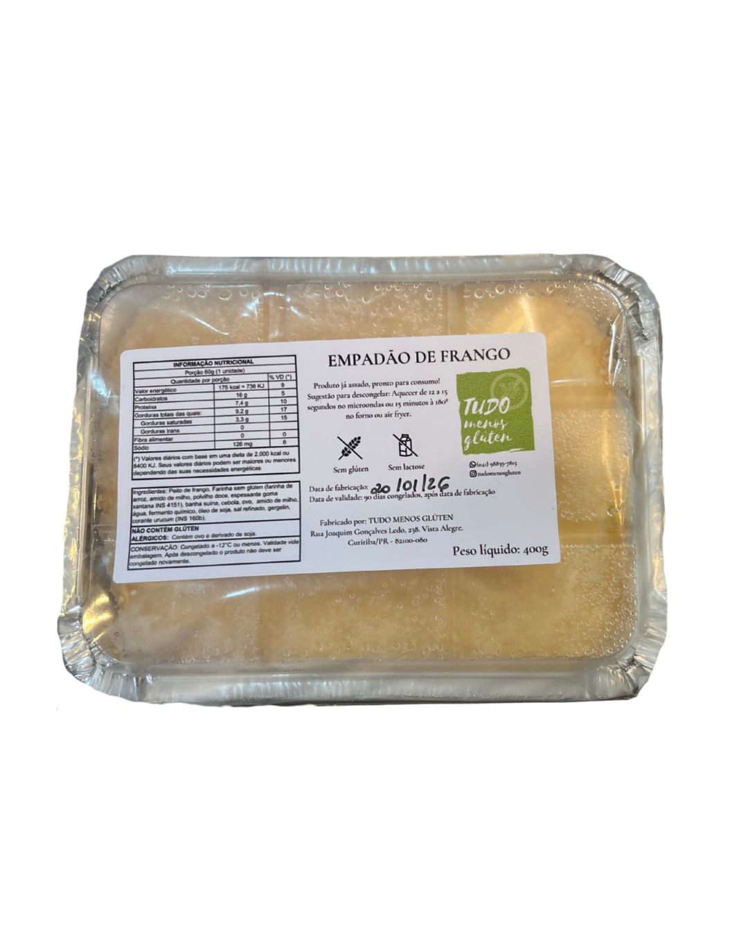 Empadão de frango congelado Tudo menos glúten 400g