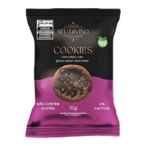 Cookies chocolate com gotas sabor chocolate Seu Divino 30g