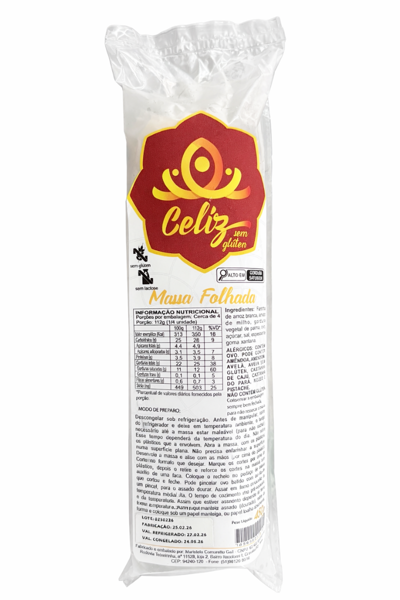 Massa folhada Celiz 450g