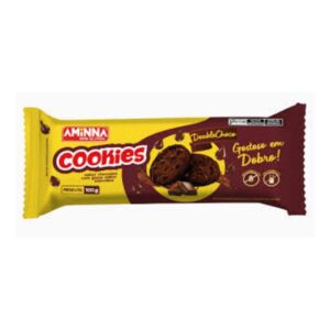 Cookies sabor chocolate com gotas sacor chocolate Aminna 100g