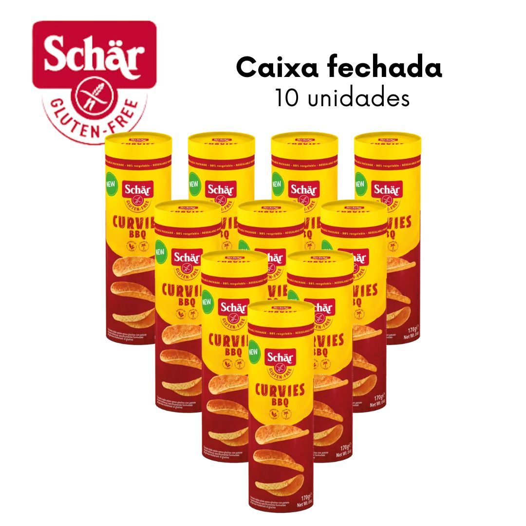 KIT Snack de batata sabor barbecue Curvies Schar 170g - Caixa com 10 unidades