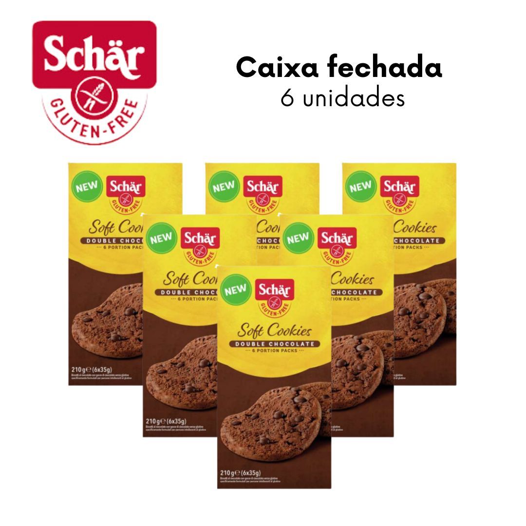 Soft Cookies Double Chocolate Dr. Schar 210g - Caixa com 6 unidades