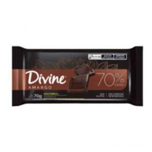 Chocolate amargo 70% cacau Divine 70g