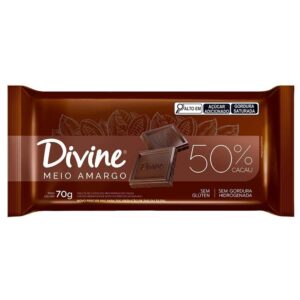 Chocolate meio amargo 50% cacau Divine 70g