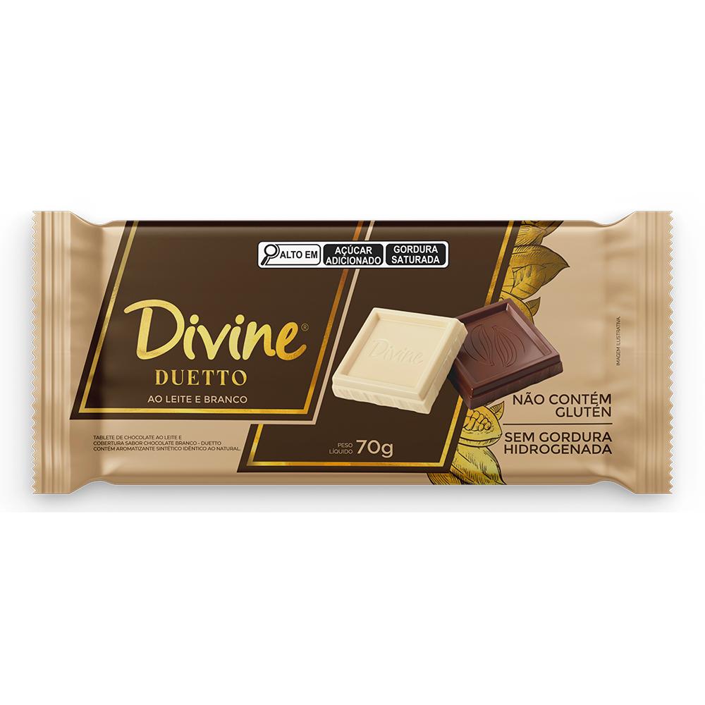 Barra chocolate duetto mais cremoso Divine 70g