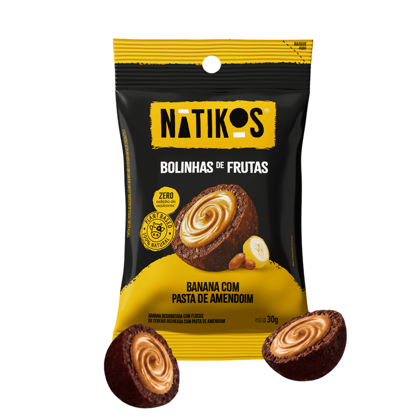 Bolinhas de banana com pasta de amendoim Natikos 30g