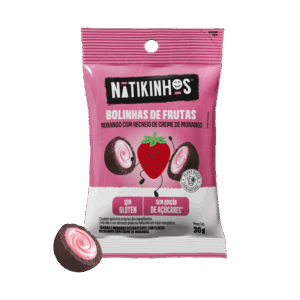Bolinhas de morango com creme de morango Natikos 30g