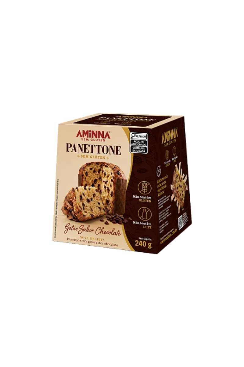 Panetone com gotas de chocolate premium noir Aminna 240g