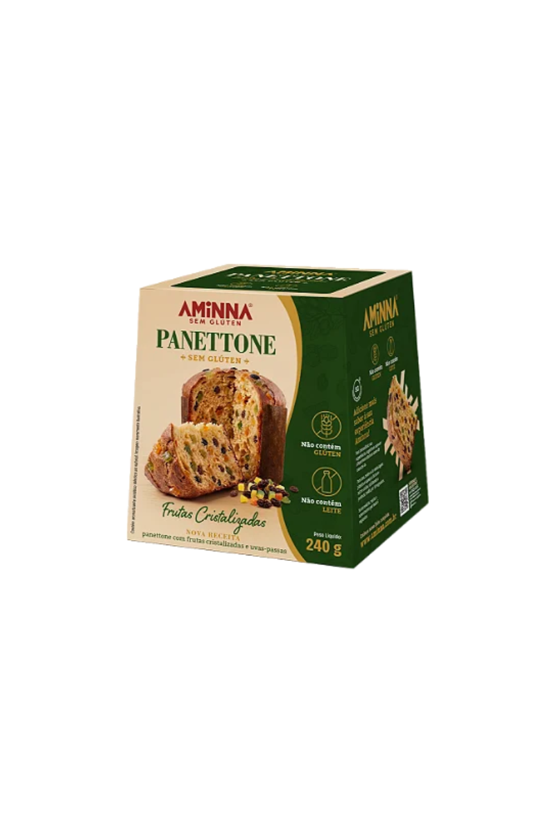 Panetone com uvas passas e frutas cristalizadas clássico Aminna 240g