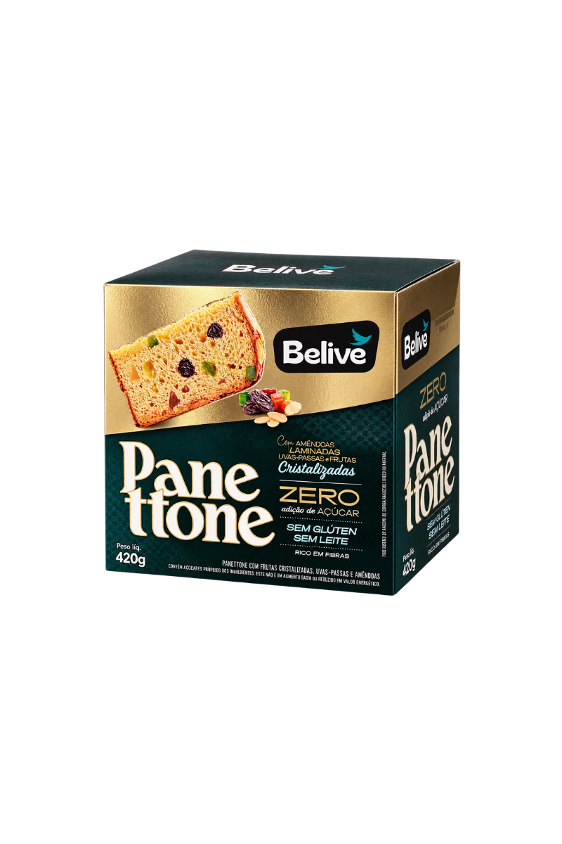 Panetone com frutas cristalizadas sem adição de açúcar Belive 420g